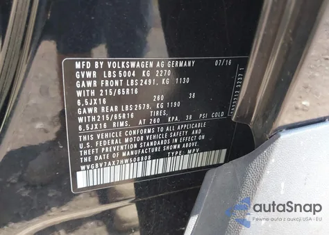 2017 Volkswagen Tiguan 2.0T S z USA, uszkodzony, nr VIN WVGBV7AX7HW508808